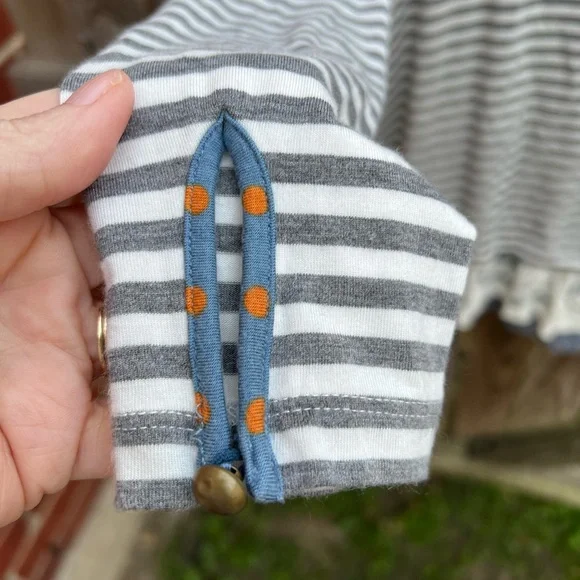 👗Matilda Jane Gray and White Striped Long Sleeve Top - Picture 3 of 9